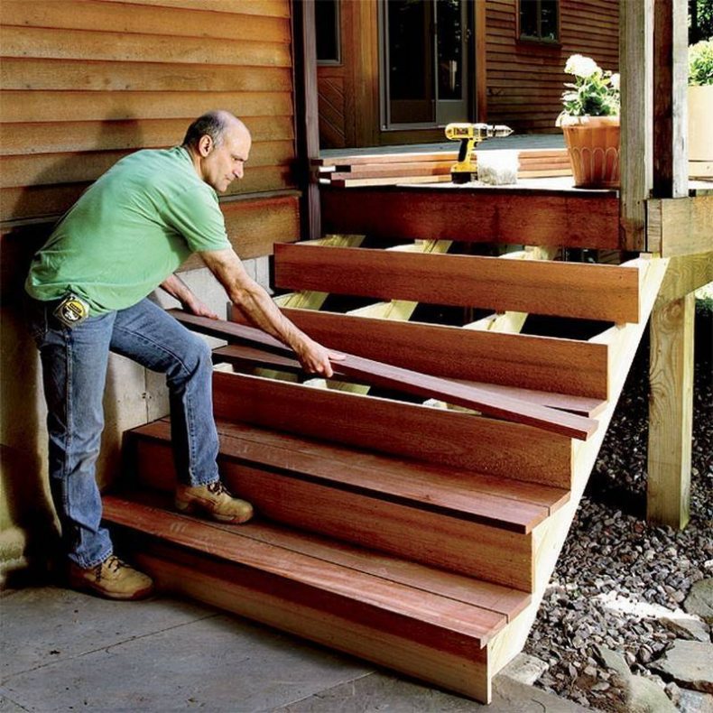 Как сделать лестницу на крыльцо из дерева